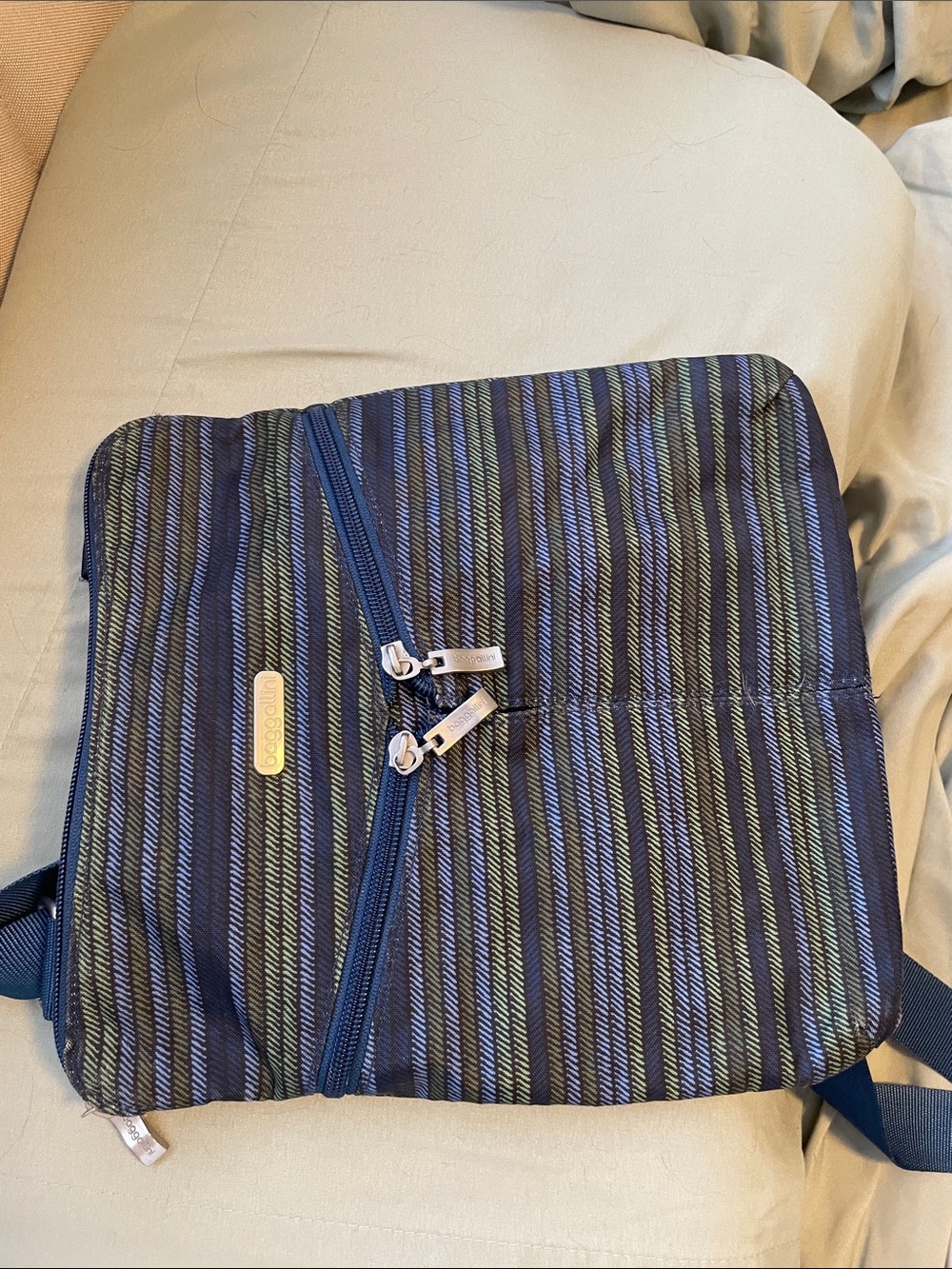 Baggallini Blue and Green Striped Crossbody Bag